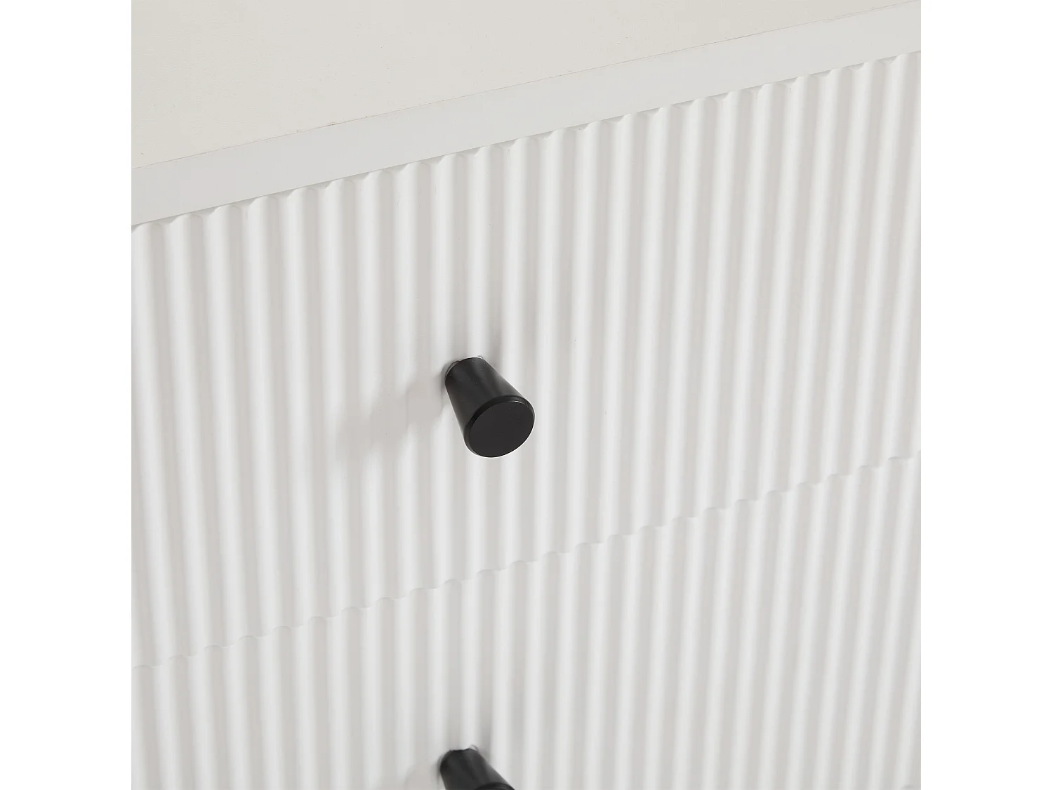 Coiffeuse blanche avec miroir LED 3 couleurs, 5 tiroirs, pieds en métal noir – sans tabouret