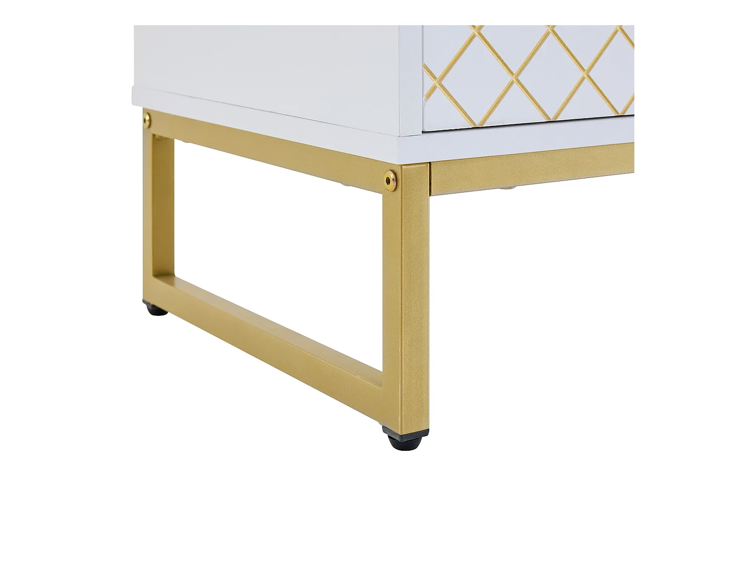 Meuble à chaussures blanc et doré avec 2 portes et étagères réglables - pour salon et entrée