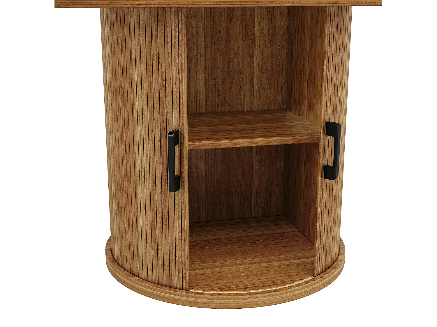 Uitschuifbare eettafel 118-158 cm, walnootkleur, ronde eettafel met opbergruimte