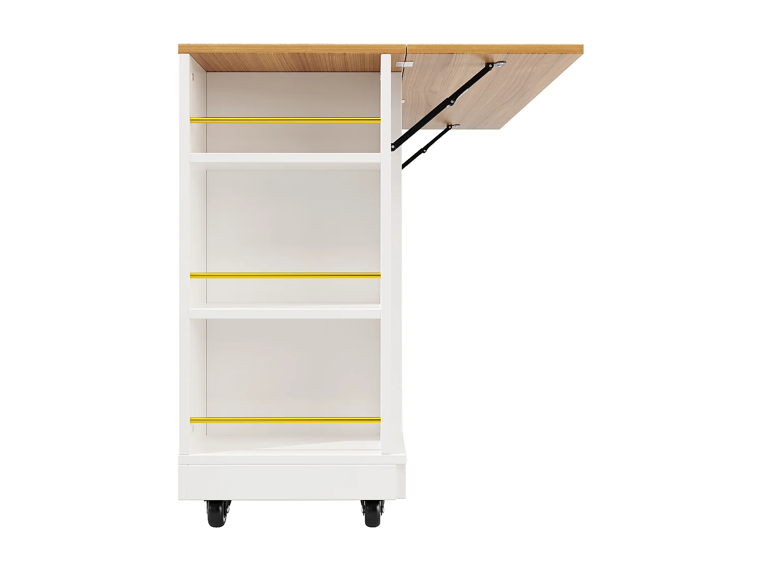 Desserte de cuisine mobile avec 2 portes et 2 tiroirs, îlot imitation bois, blanc - pour cuisine et salon