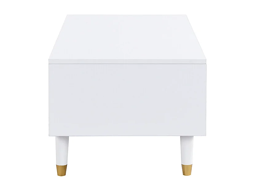 Witte salontafel met verstelbare ledverlichting en twee gestreepte lades - perfect voor woonkamers en studeerkamers