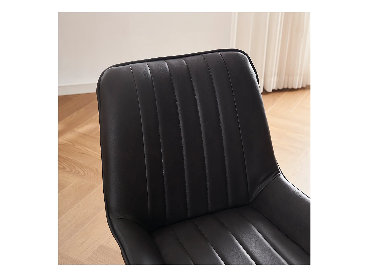 Lot de 2 chaises de salle à manger avec dossier rembourré et pieds en métal argenté - PU noir