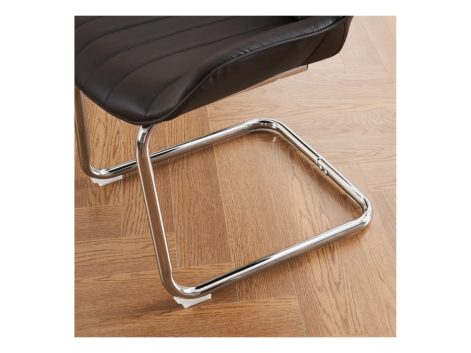 Lot de 2 chaises de salle à manger avec dossier rembourré et pieds en métal argenté - PU noir