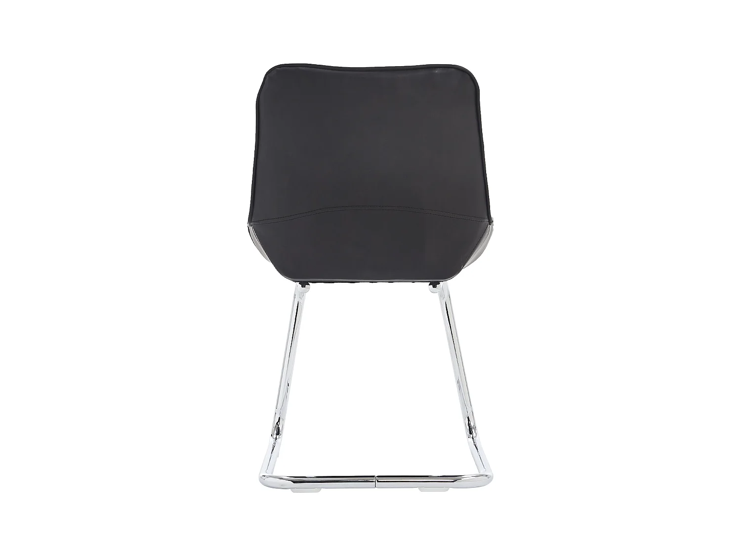 Lot de 2 chaises de salle à manger avec dossier rembourré et pieds en métal argenté - PU noir