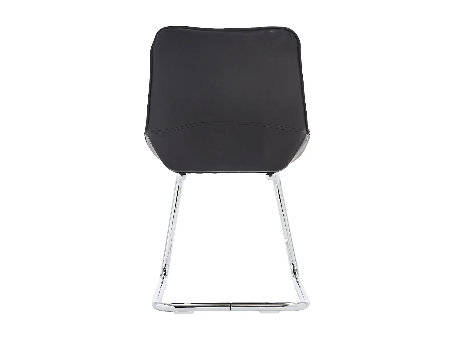 Lot de 2 chaises de salle à manger avec dossier rembourré et pieds en métal argenté - PU noir