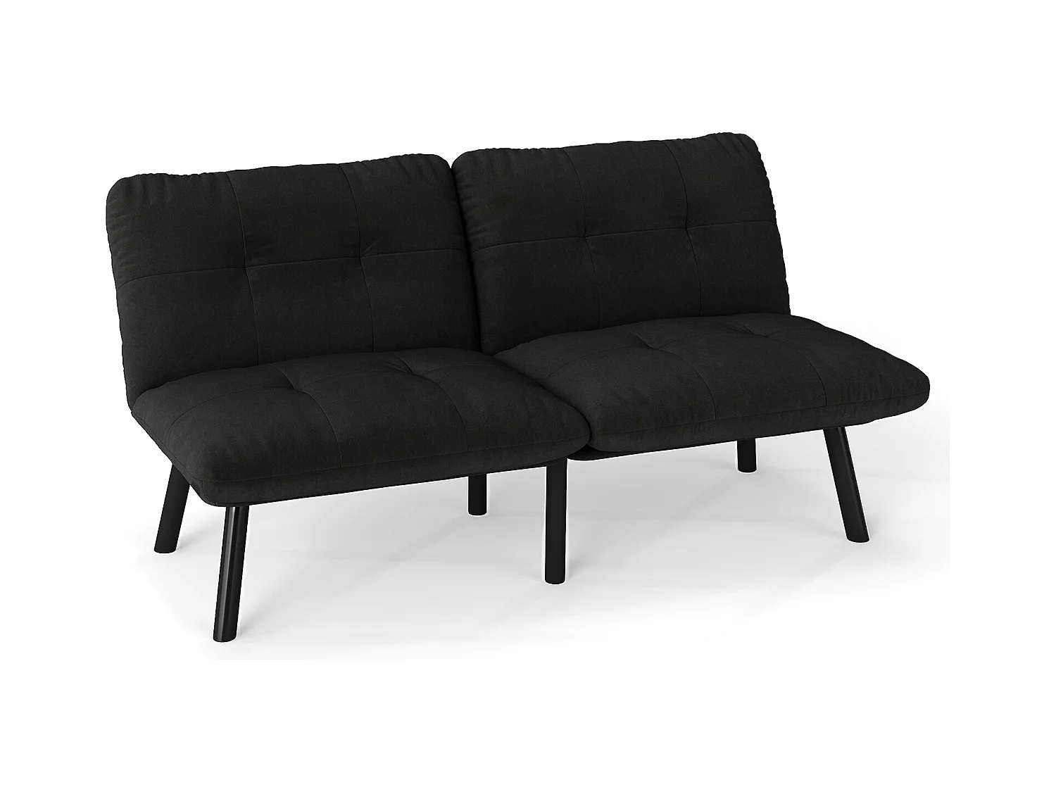 Canapé 2 places convertible en velours noir avec dossier inclinable - design moderne
