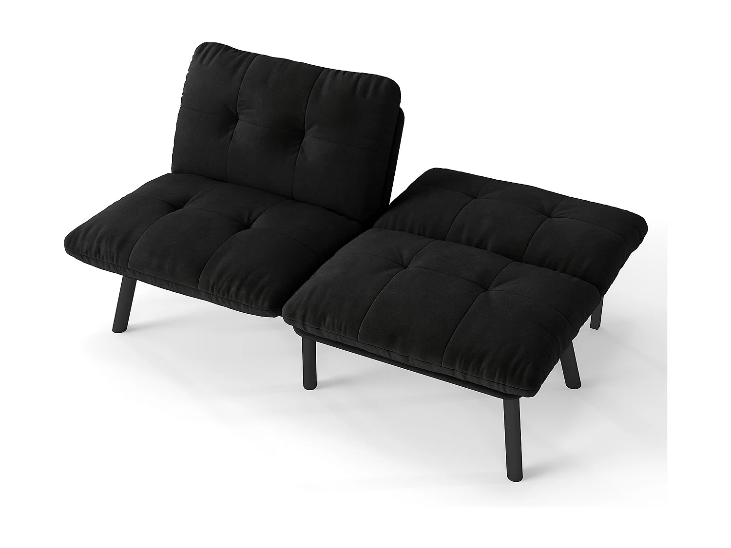 2-Sitzer Schlafsofa aus schwarzem Samt mit verstellbarer Rückenlehne - modernes Design