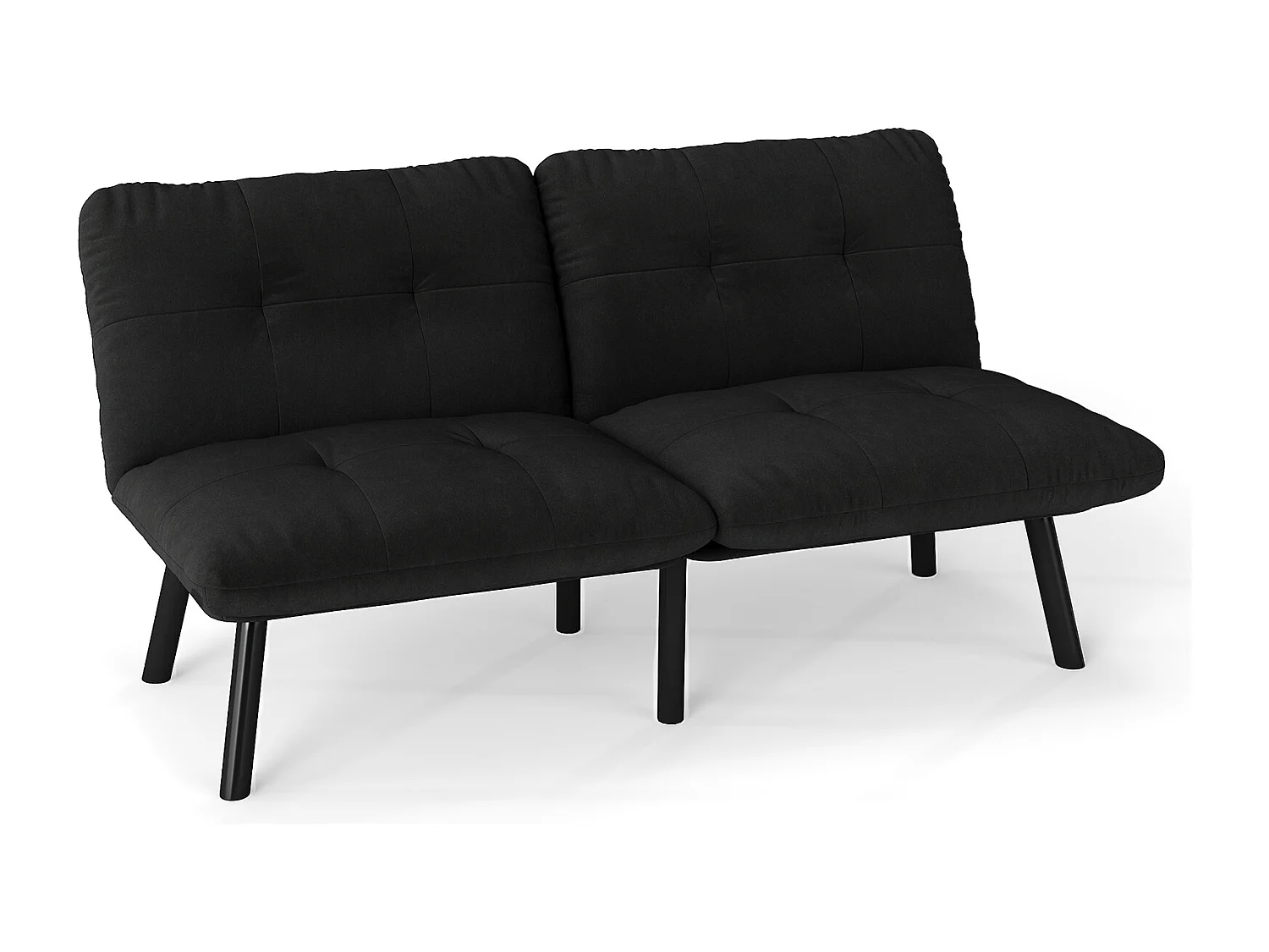 2-Sitzer Schlafsofa aus schwarzem Samt mit verstellbarer Rückenlehne - modernes Design