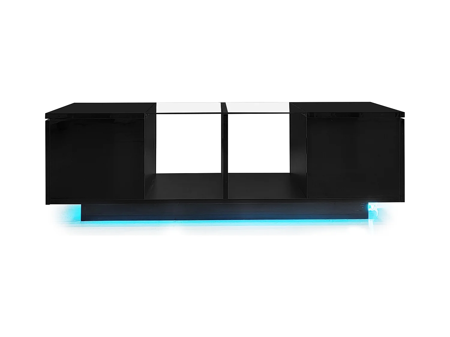 Table basse noire avec éclairage LED et rangement – pour salon et bureaux