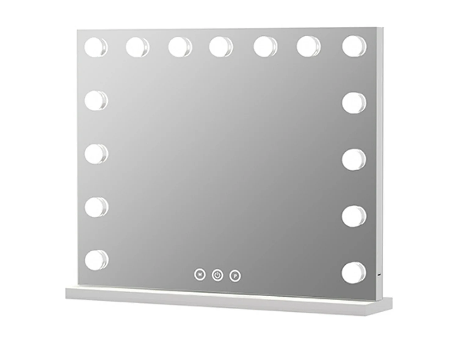 Miroir de maquillage blanc - avec 15 ampoules LED et port de chargement USB - 3 couleurs à intensité variable