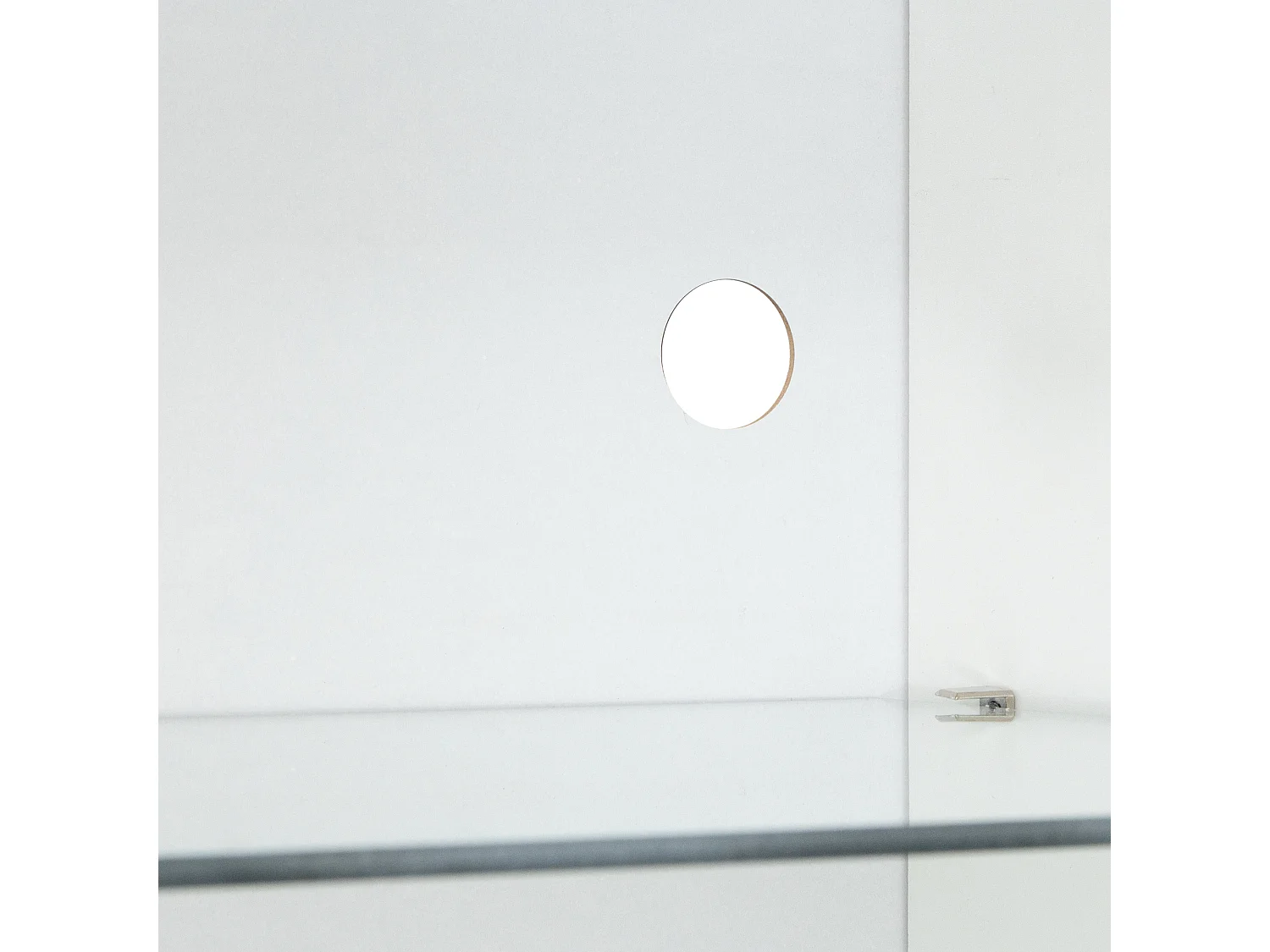 Vitrine blanche avec éclairage LED, 2 portes et séparateurs de rangement - pour salon et bureaux