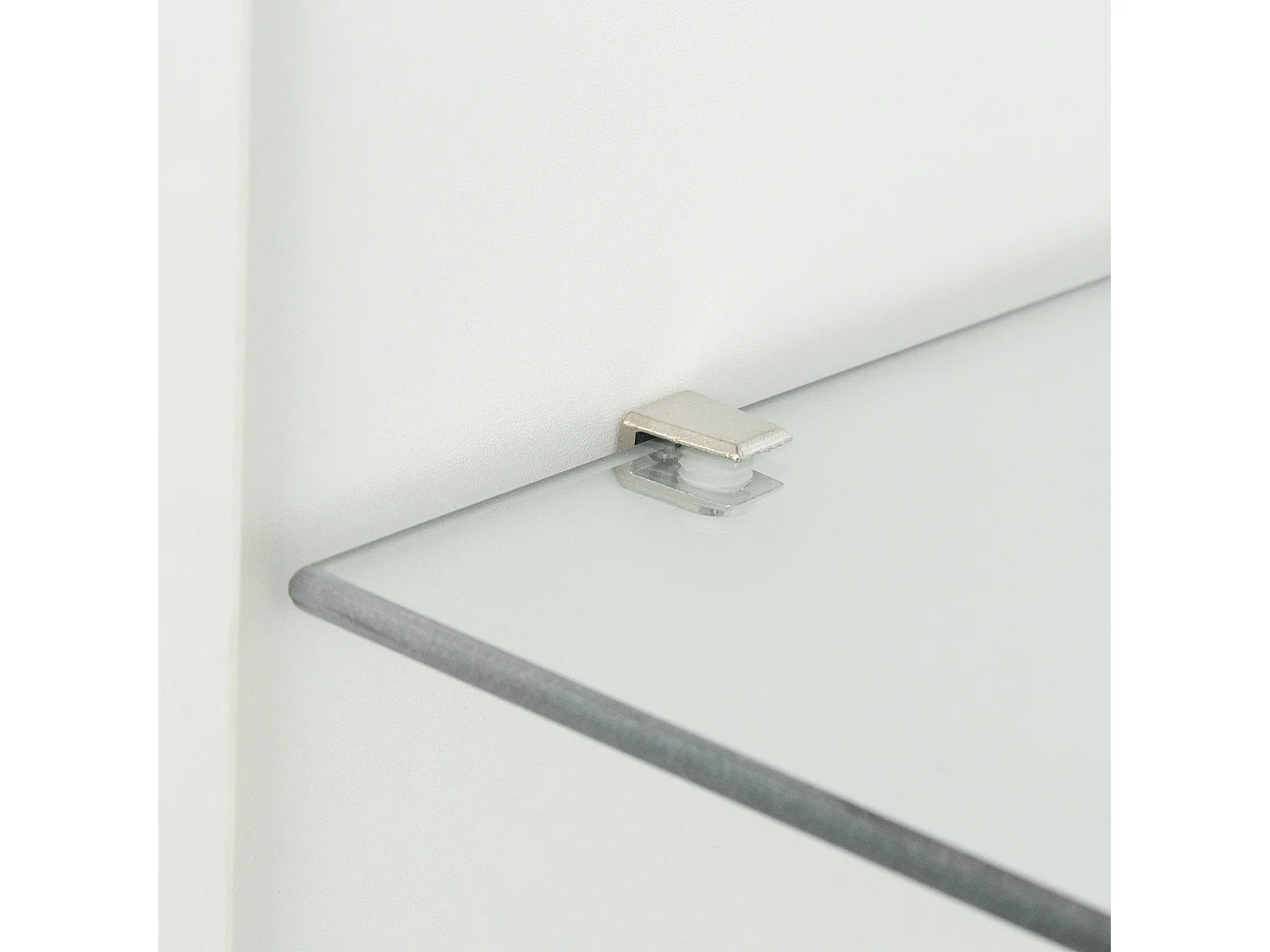 Vitrine blanche avec éclairage LED, 2 portes et séparateurs de rangement - pour salon et bureaux