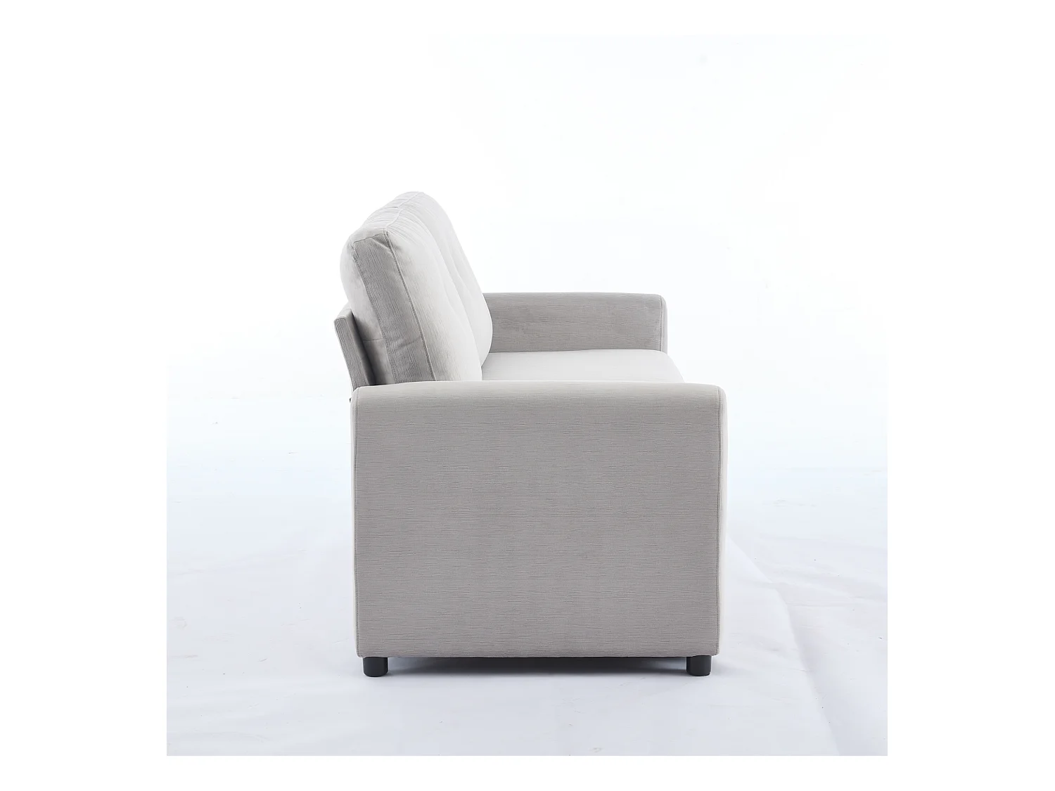 Canapé 2 places en tissu gris clair avec 2 tiroirs de rangement - Style moderne