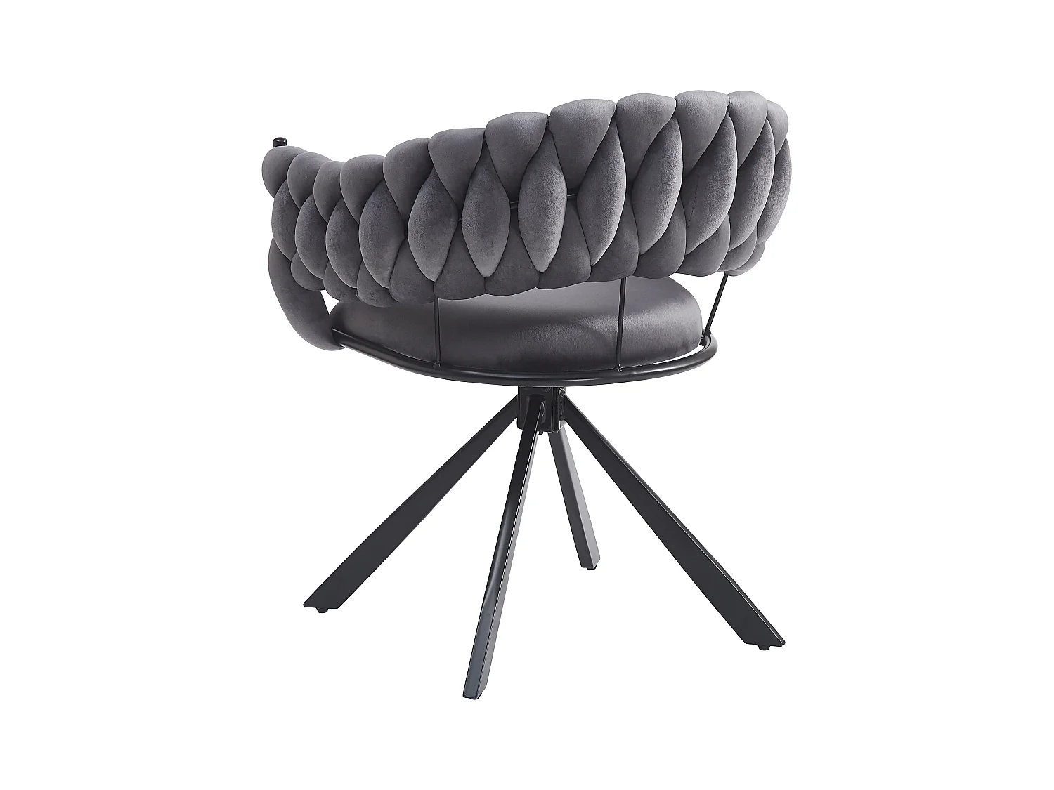 Lot de 2 chaises de salle à manger, velours gris, avec dossiers rembourrés, pieds métal en forme de griffe