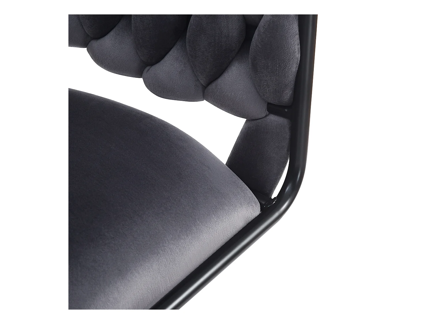 Lot de 2 chaises de salle à manger, velours gris, avec dossiers rembourrés, pieds métal en forme de griffe