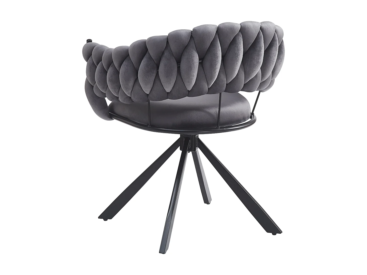 Set van 2 grijze fluwelen eetkamerstoelen met gestoffeerde rugleuningen en klauwvormige metalen poten