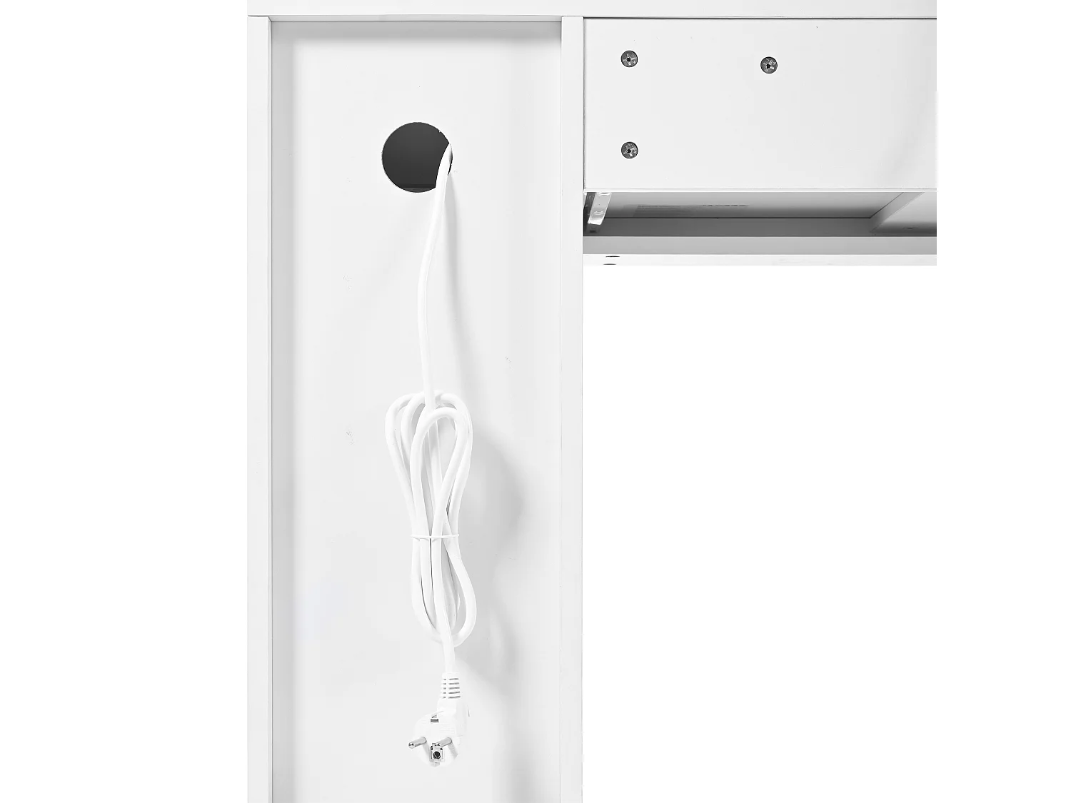 Witte kaptafel met LED-spiegel en stopcontact, 6 lades en 4 deuren - inclusief kruk