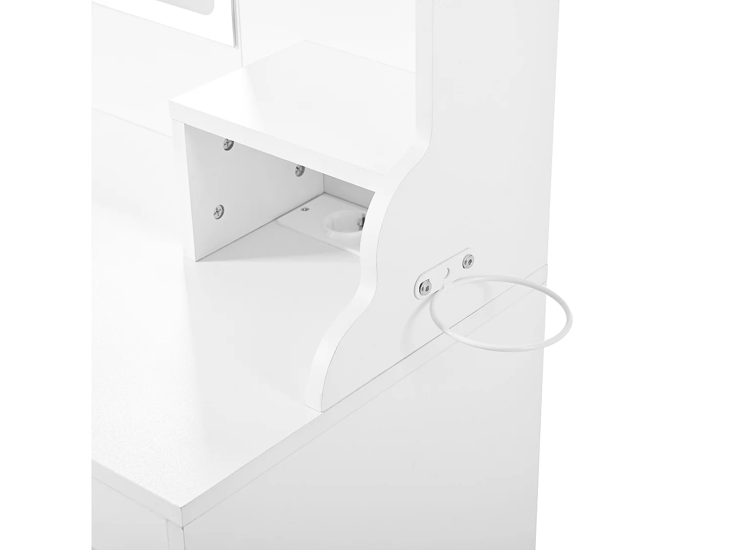 Witte kaptafel met LED-spiegel en stopcontact, 6 lades en 4 deuren - inclusief kruk