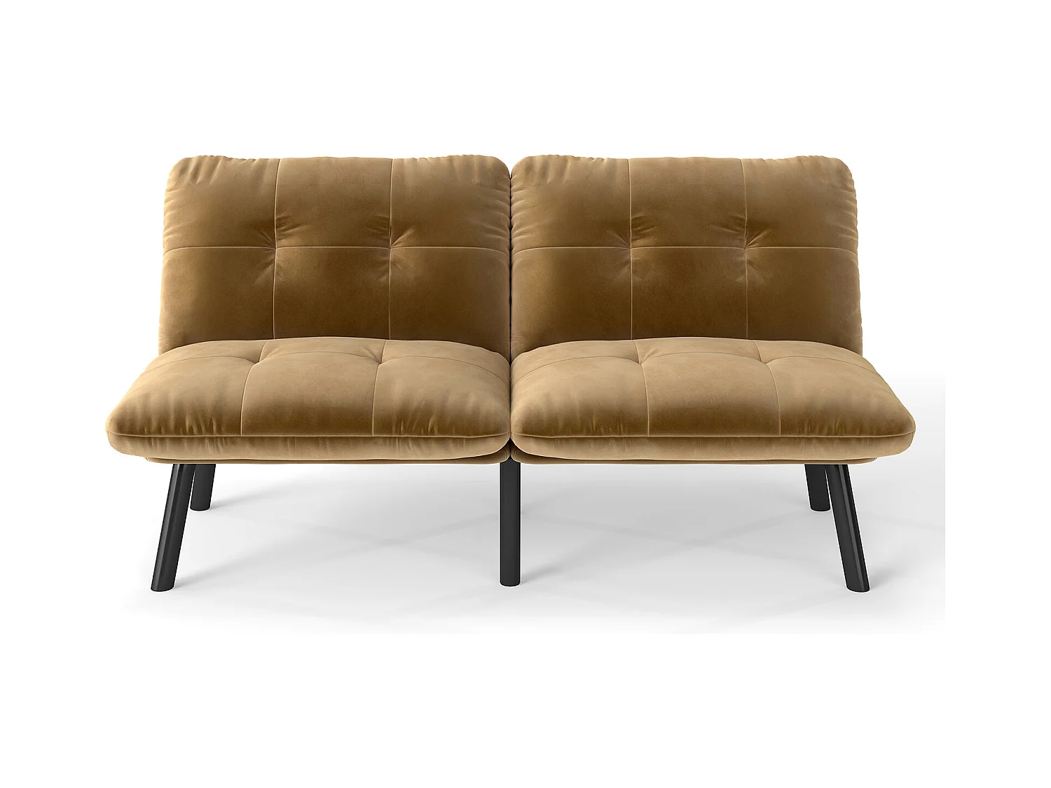 Canapé 2 places convertible en velours marron avec dossier inclinable - design moderne