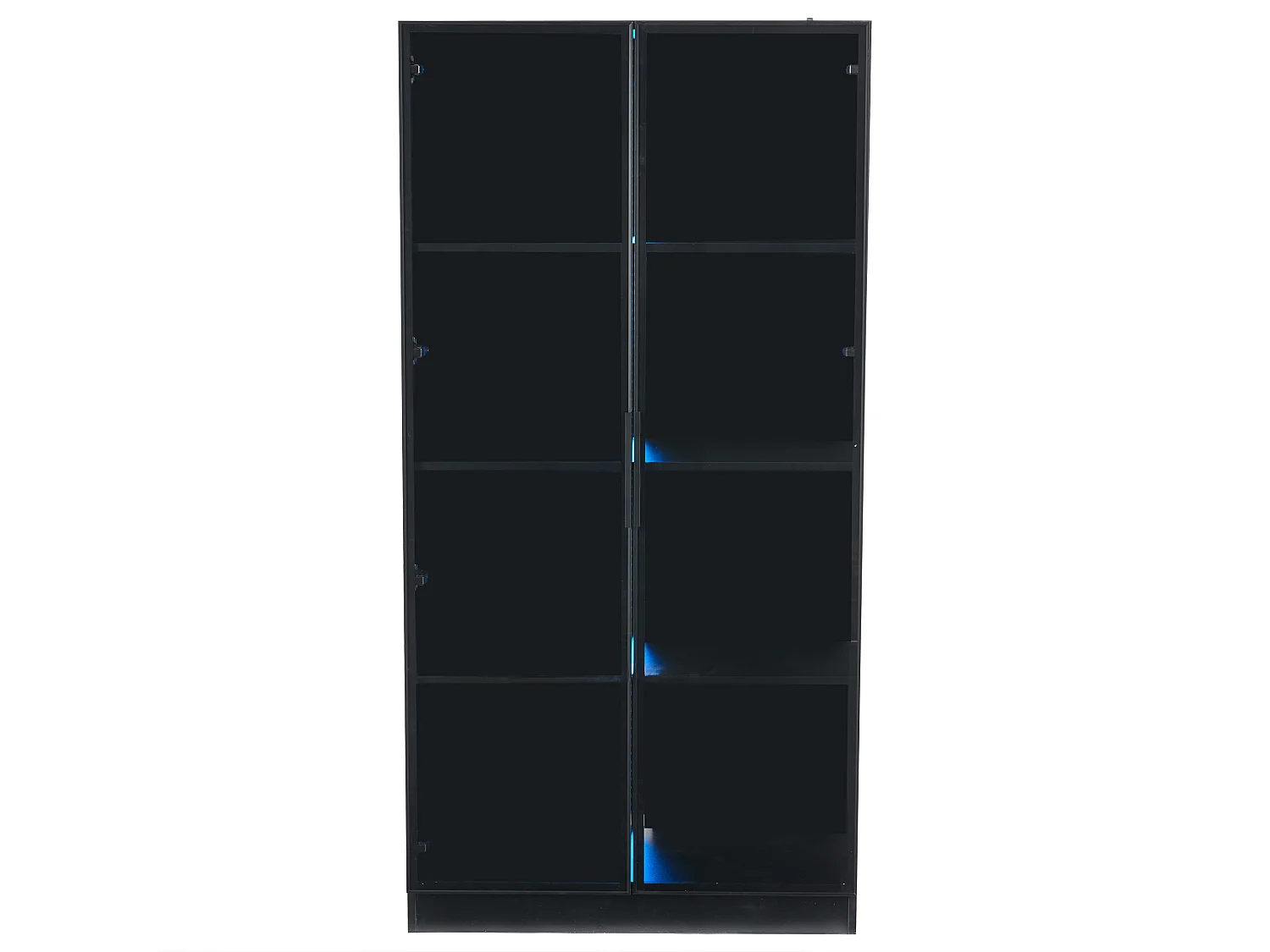 Vitrine LED 16 couleurs, 80x40x160 cm, avec 2 portes vitrées et étagères réglables, noir - pour salon et bureaux