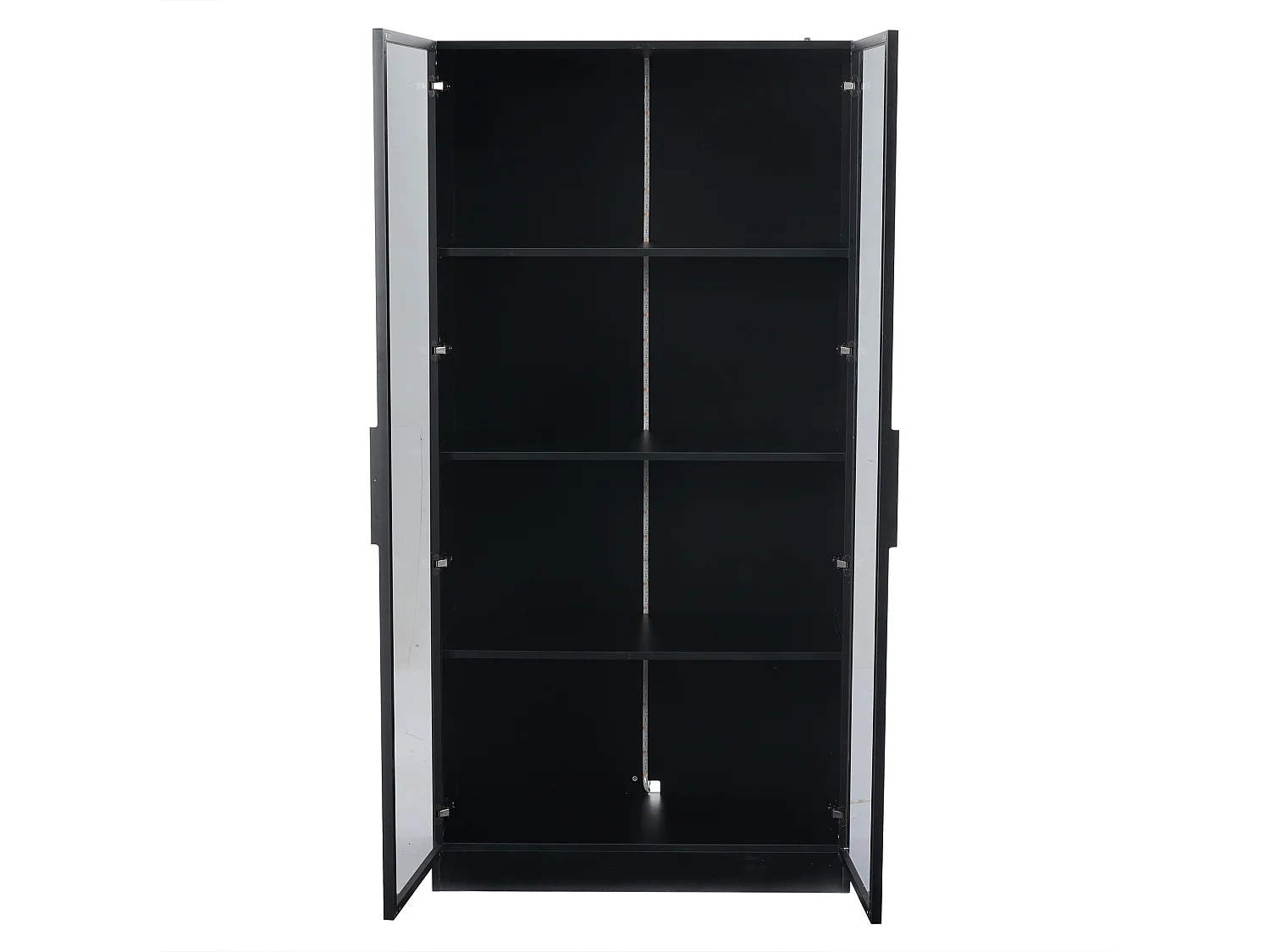 Vitrine LED 16 couleurs, 80x40x160 cm, avec 2 portes vitrées et étagères réglables, noir - pour salon et bureaux