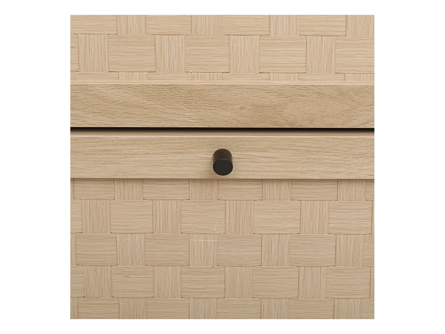 Meuble à chaussures naturel avec 3 portes basculantes et  poignées noires - pour entrée et couloir