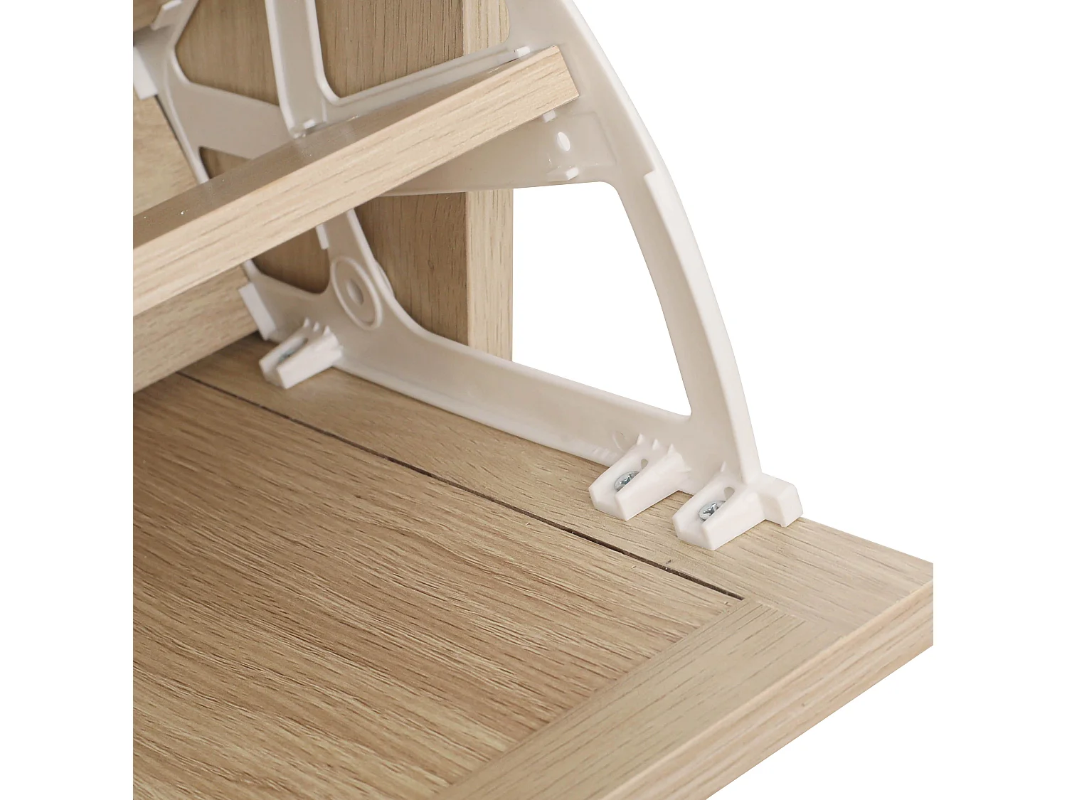 Meuble à chaussures naturel avec 3 portes basculantes et  poignées noires - pour entrée et couloir