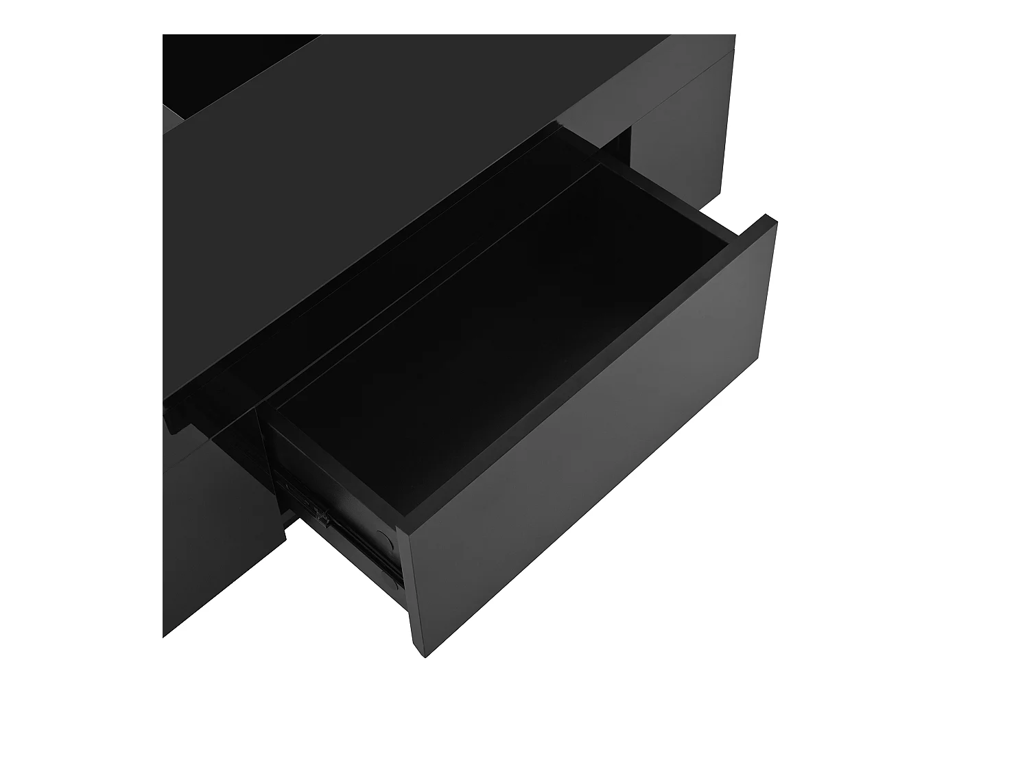 Table basse noire avec plateau blanc rétractable et 1 tiroir de rangement - Éclairage LED