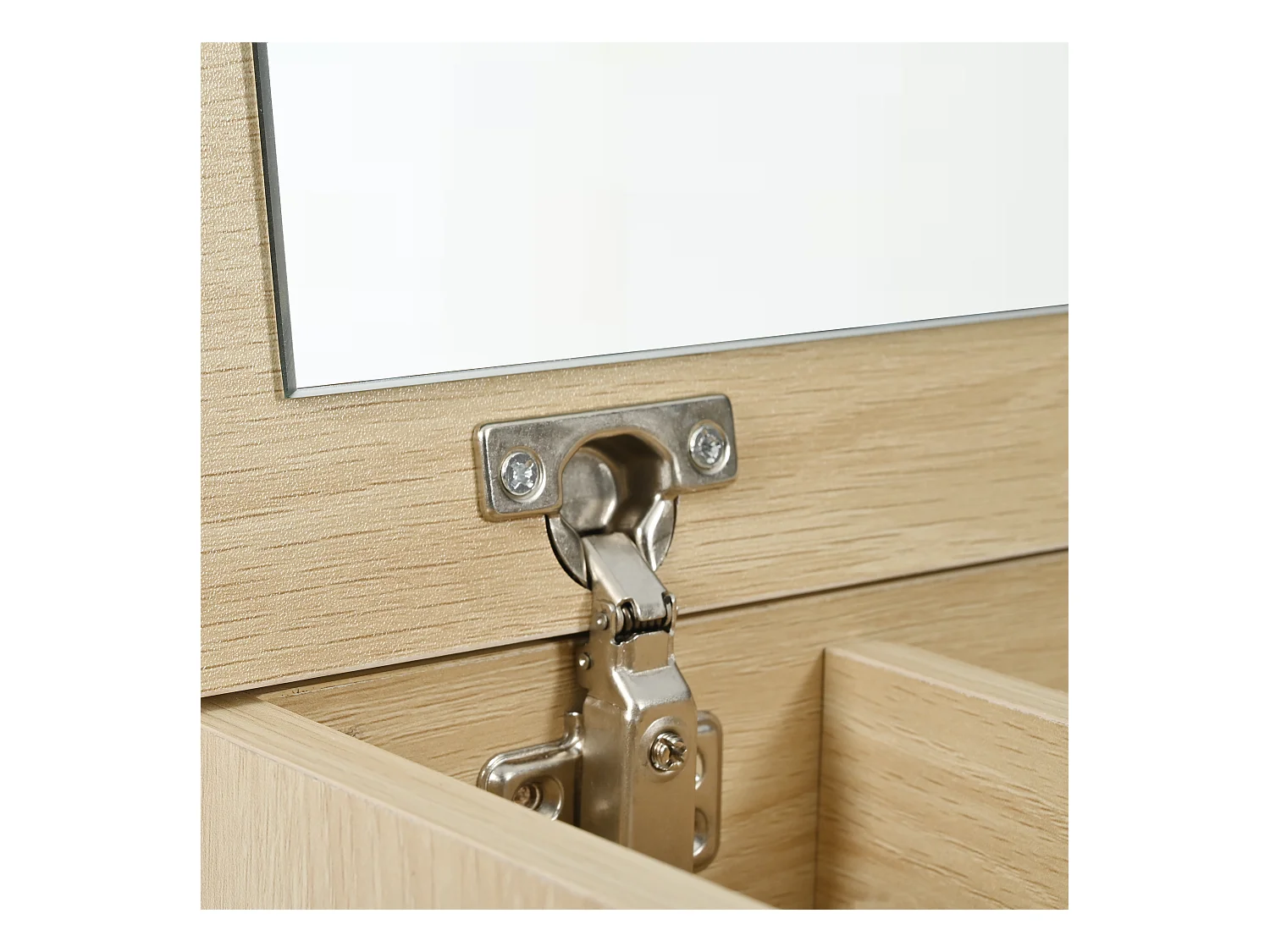 Slaapkamer kaptafel met 1 spiegel en 3 opberglades, houten poten - wit en natuurlijk