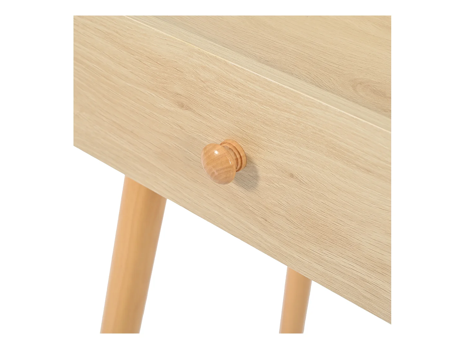 Slaapkamer kaptafel met 1 spiegel en 3 opberglades, houten poten - wit en natuurlijk