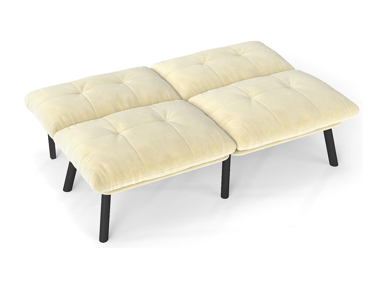 2-Sitzer Schlafsofa aus beigem Samt mit verstellbarer Rückenlehne - modernes Design