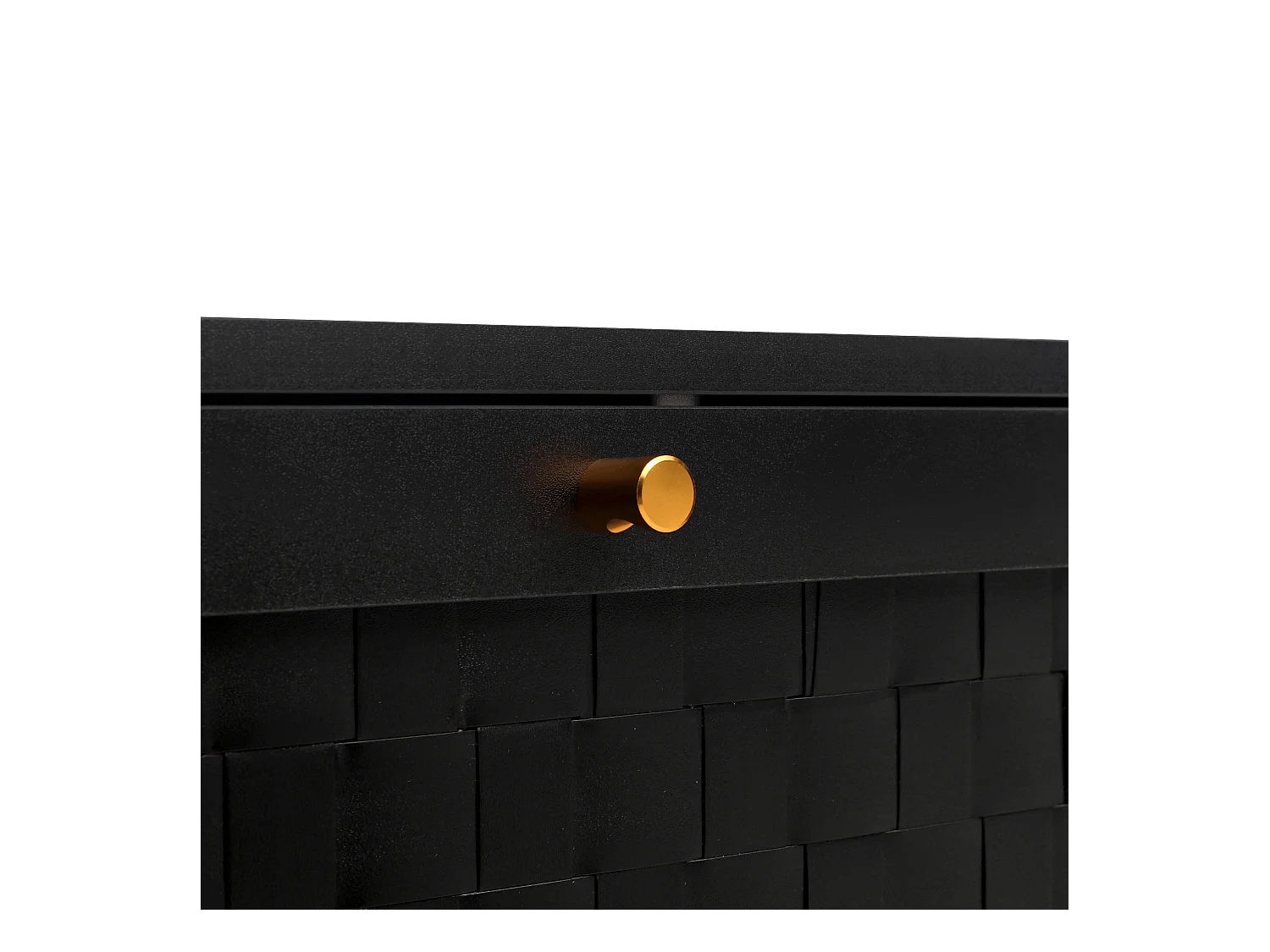 Meuble à chaussures noir avec 3 portes basculantes et poignées dorées - pour entrée et couloir