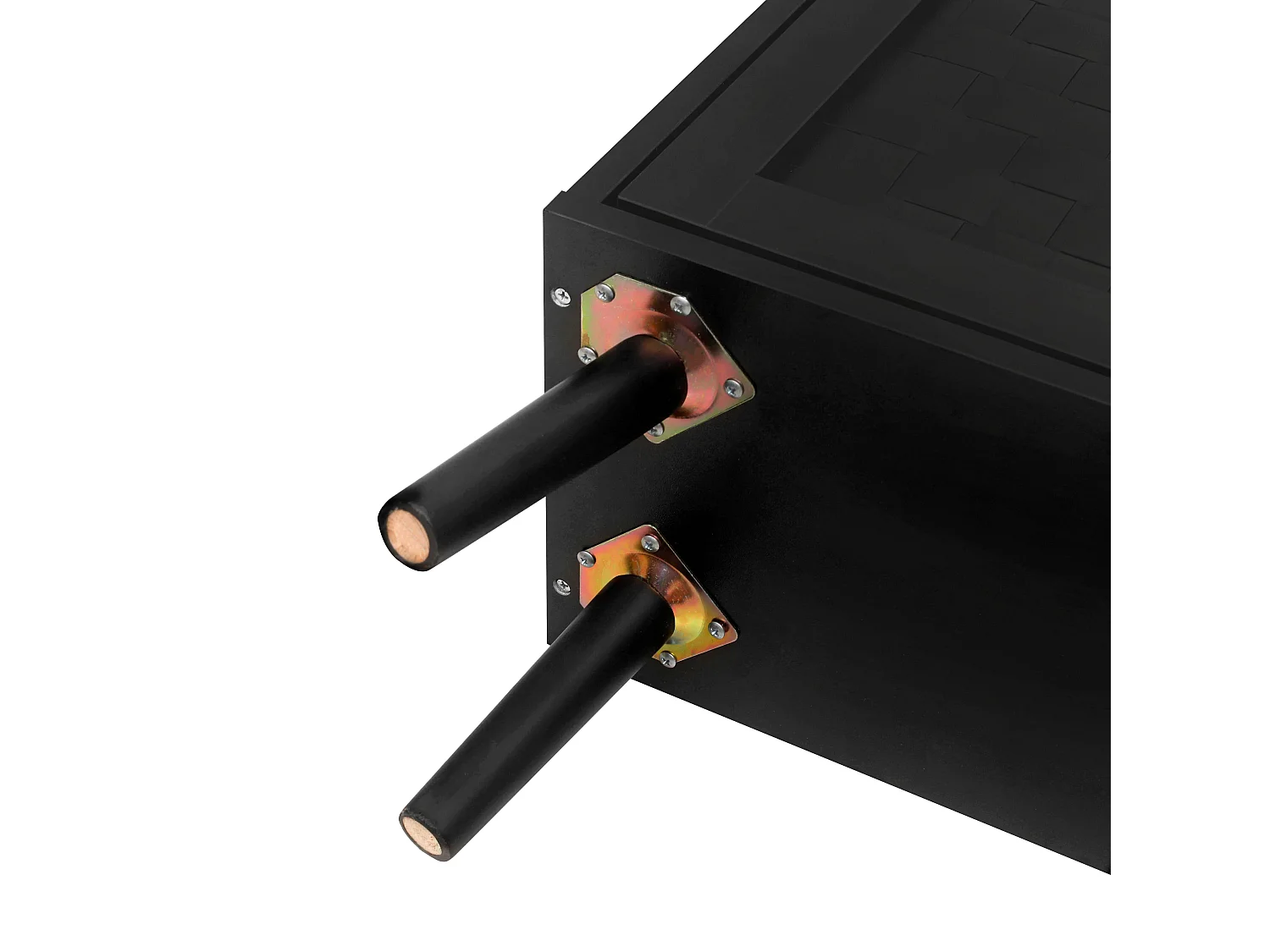 Czarna szafka na buty z 3 uchylnymi drzwiami i złotymi uchwytami – idealna do przedpokoju i korytarza