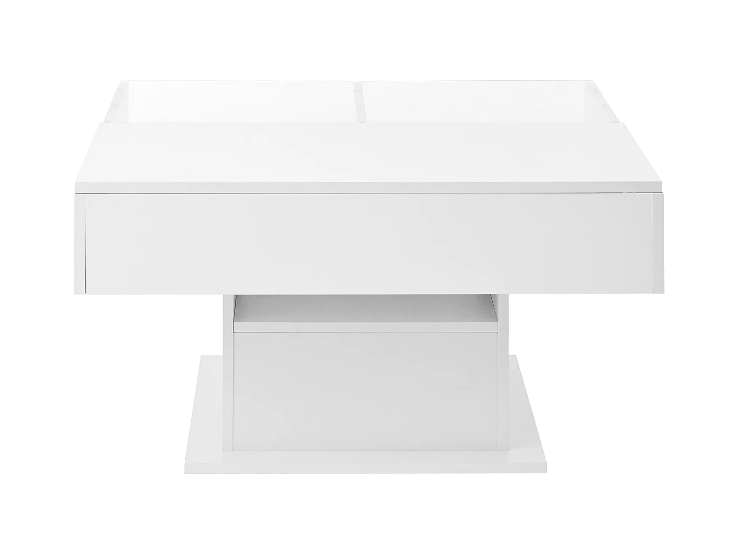 Table basse relevable Table basse blanc avec 1 tiroir et éclairage LED à intensité variable