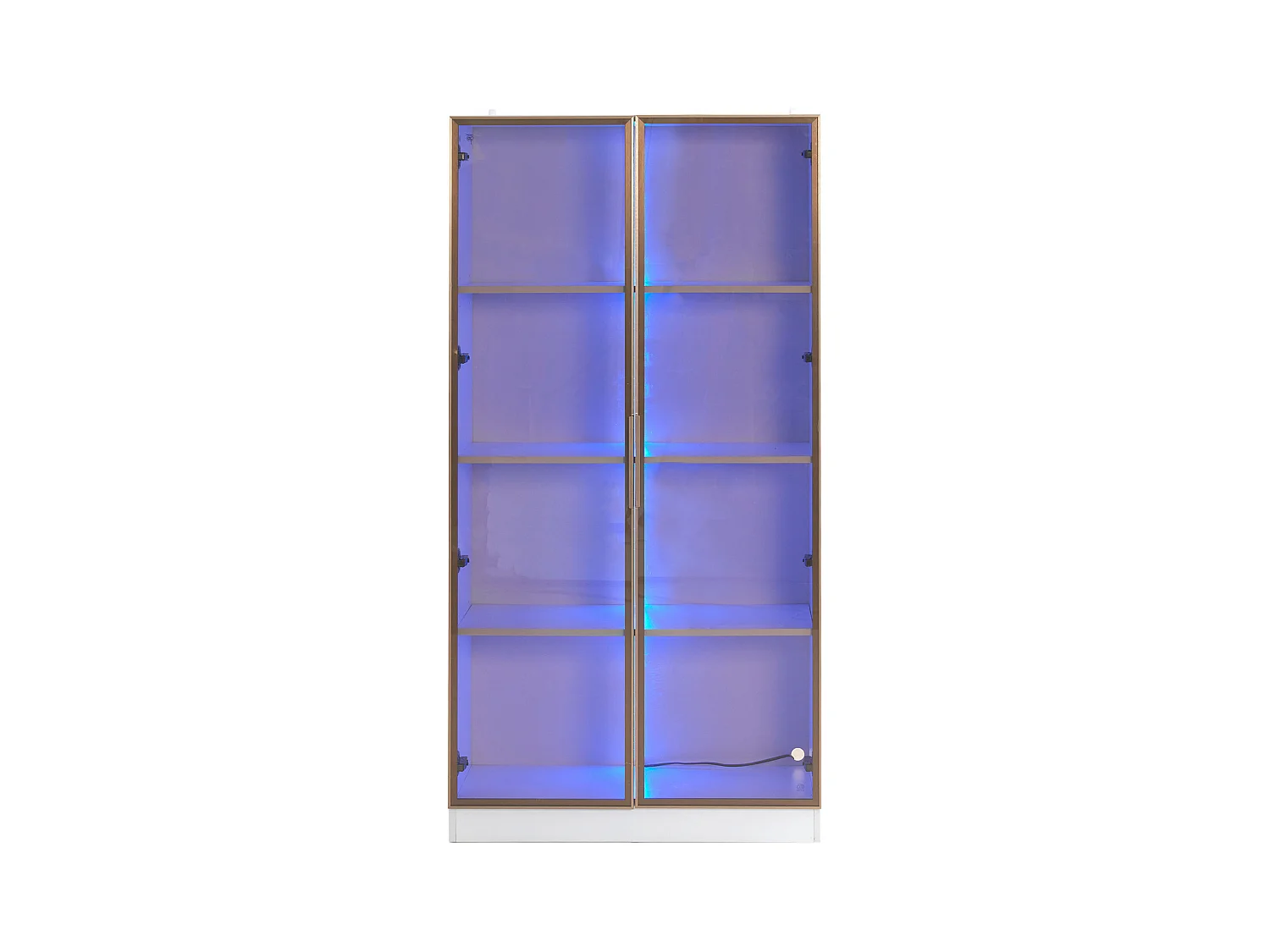 Vitrine LED 16 couleurs, 80x40x160 cm, avec 2 portes vitrées et étagères réglables, blanc - pour salon et bureaux