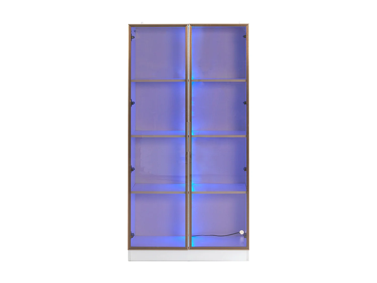 Vitrine LED 16 couleurs, 80x40x160 cm, avec 2 portes vitrées et étagères réglables, blanc - pour salon et bureaux