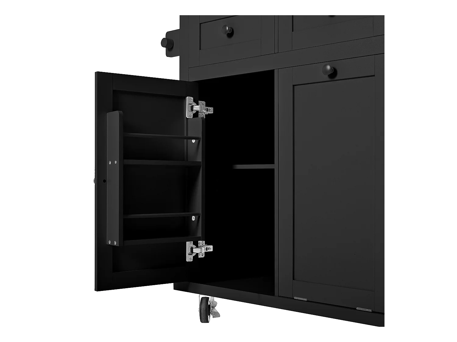 Desserte de cuisine noir avec plan de travail extensible et tiroir - pour cuisine et salle à manger