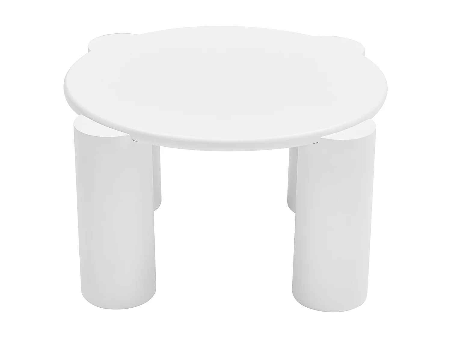 Witte salontafel met rond tafelblad en 4 cilindrische poten - geschikt voor woonkamers en slaapkamers