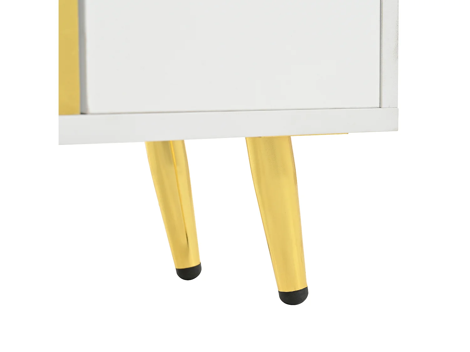 Meuble à chaussures blanc avec éclairage LED 16 couleurs et pieds dorés - pour entrée et salon