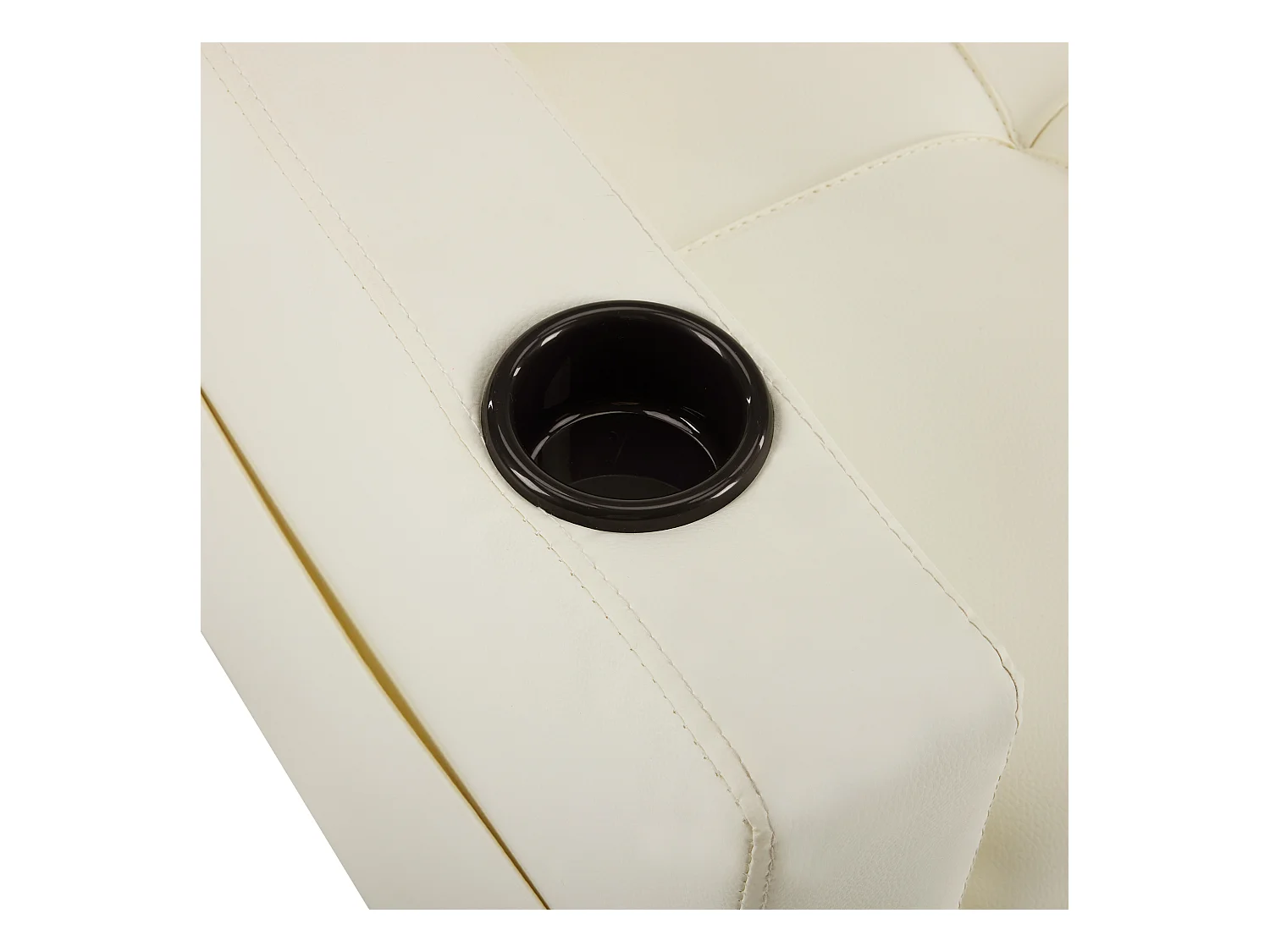 Canapé 1 place en similicuir blanc avec port USB et porte-gobelet -Convertible en lit ou chaise longue