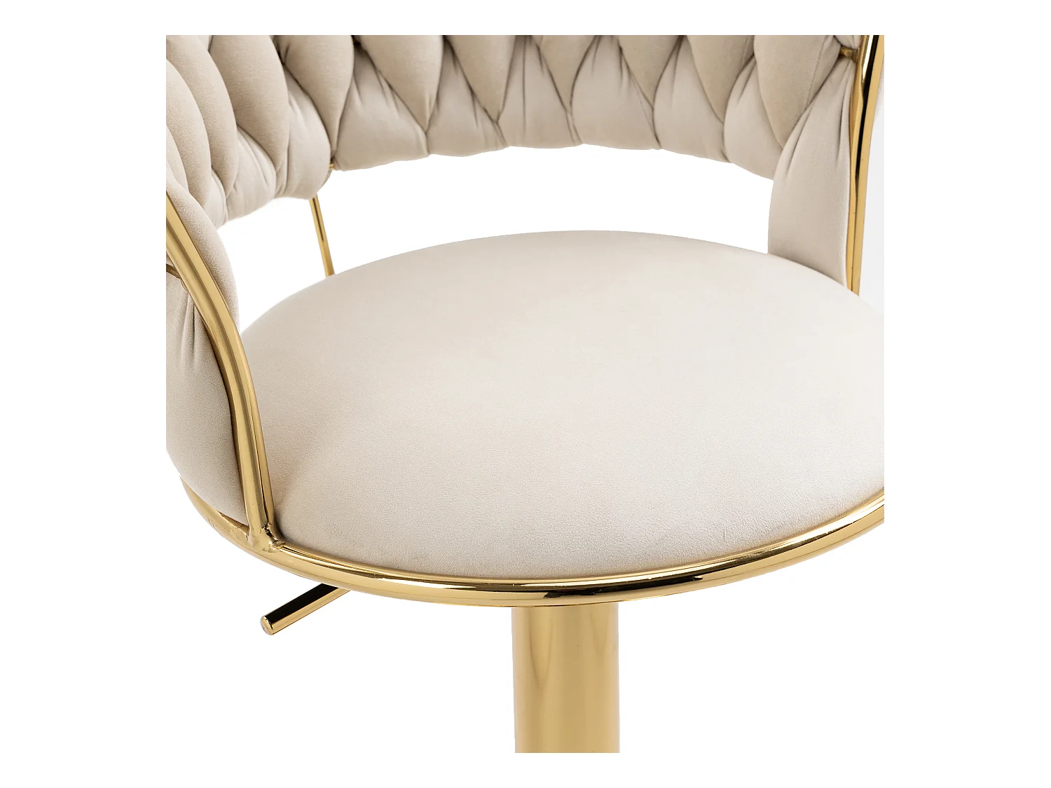 Lot de 2 tabourets de bar pivotants avec dossier, réglables en hauteur – Velours ivoire