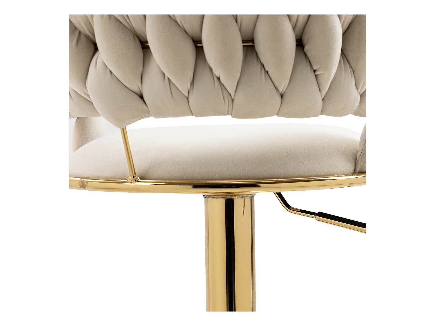 Lot de 2 tabourets de bar pivotants avec dossier, réglables en hauteur – Velours ivoire