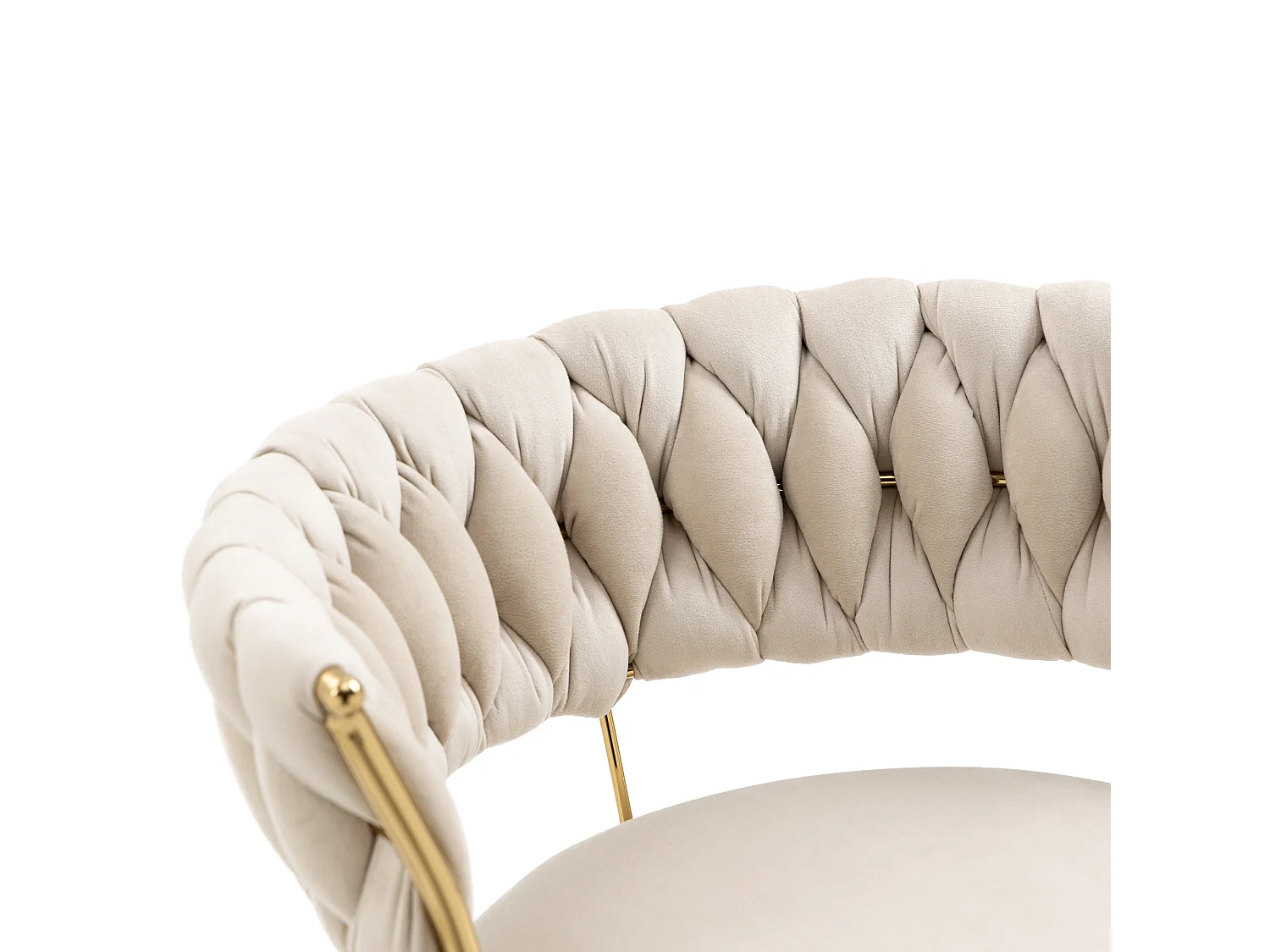 Lot de 2 tabourets de bar pivotants avec dossier, réglables en hauteur – Velours ivoire