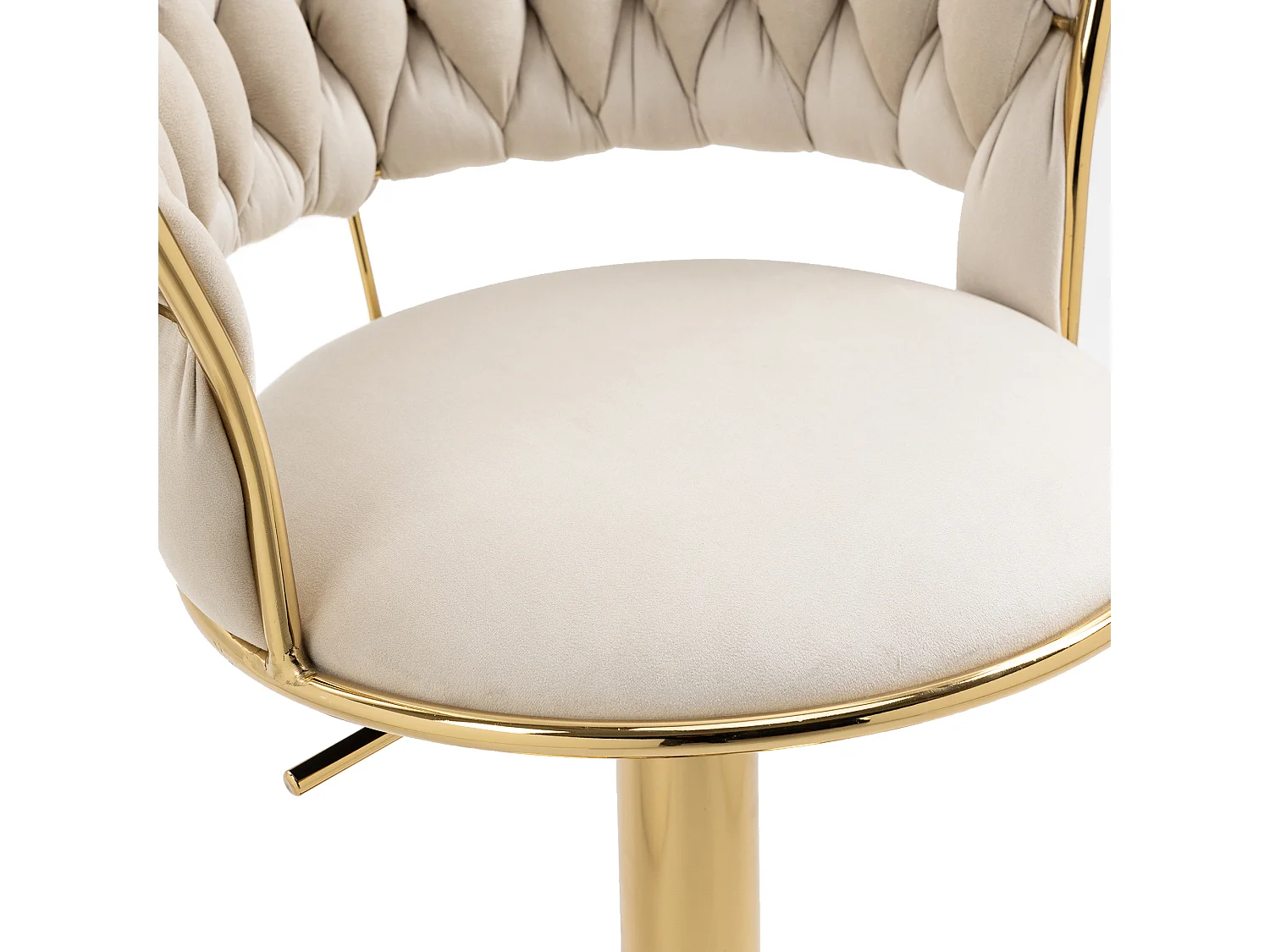 Lot de 2 tabourets de bar pivotants avec dossier, réglables en hauteur – Velours ivoire