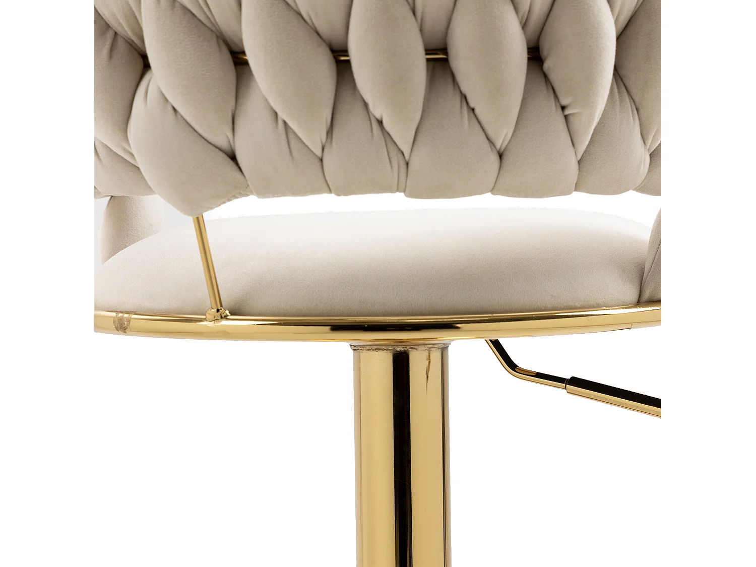 Lot de 2 tabourets de bar pivotants avec dossier, réglables en hauteur – Velours ivoire