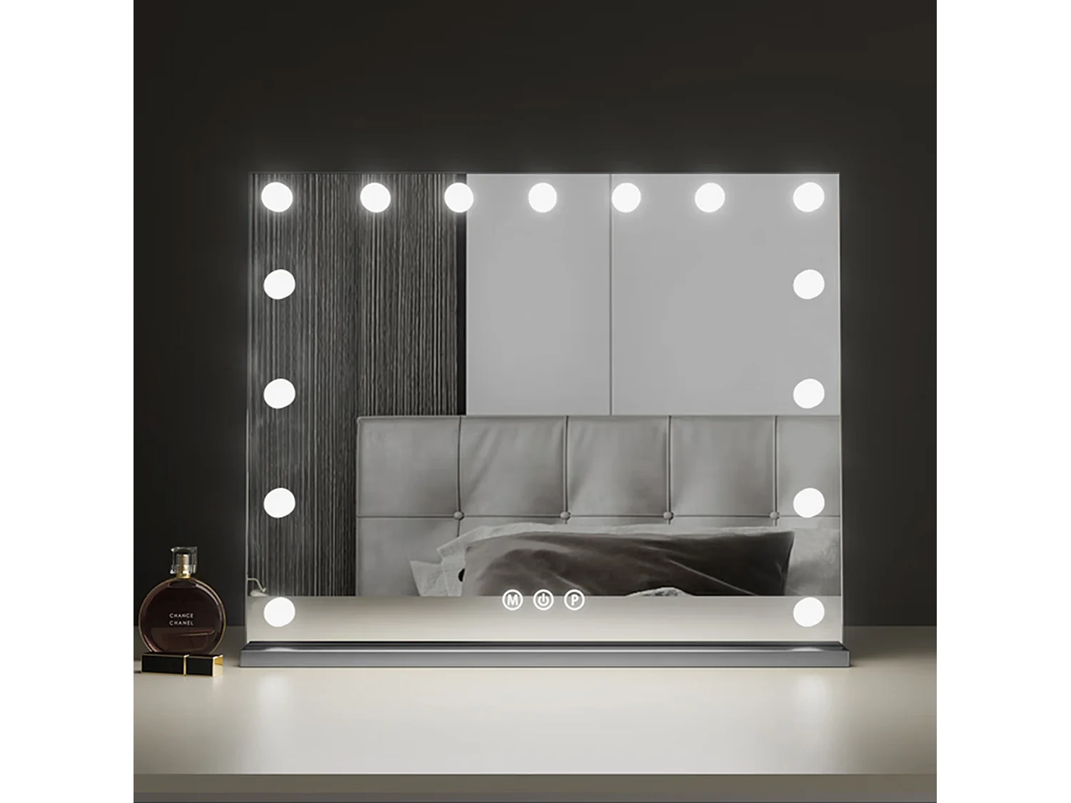 Miroir de maquillage - 1 pièce - avec Bluetooth et 18 lumières LED - température de couleur réglable