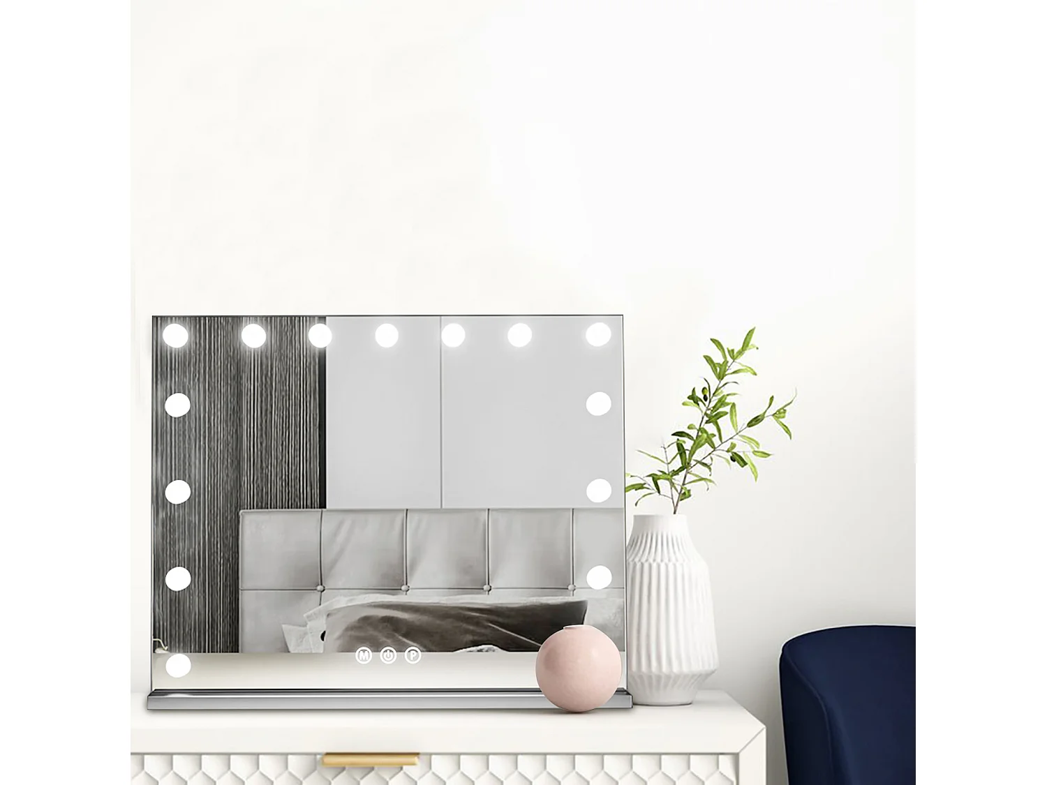 Miroir de maquillage - 1 pièce - avec Bluetooth et 18 lumières LED - température de couleur réglable