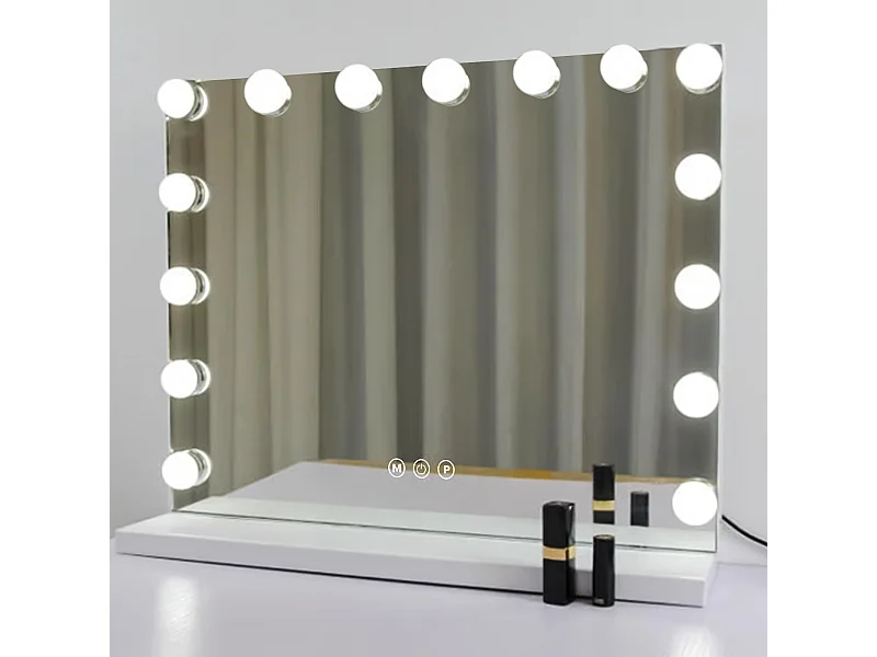 Miroir de maquillage - 1 pièce - avec Bluetooth et 18 lumières LED - température de couleur réglable