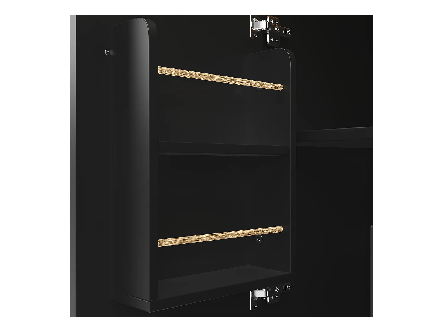 Desserte de cuisine mobile avec plan de travail pliable, espace de rangement, porte-bouteilles - noir