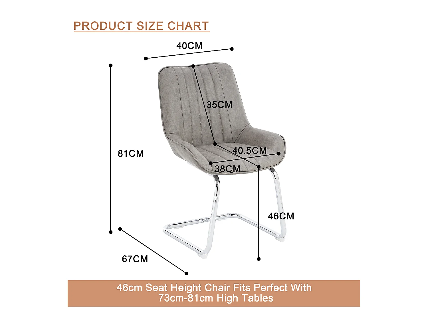 Lot de 2 chaises de salle à manger avec dossier rembourré et pieds en métal argenté - PU gris